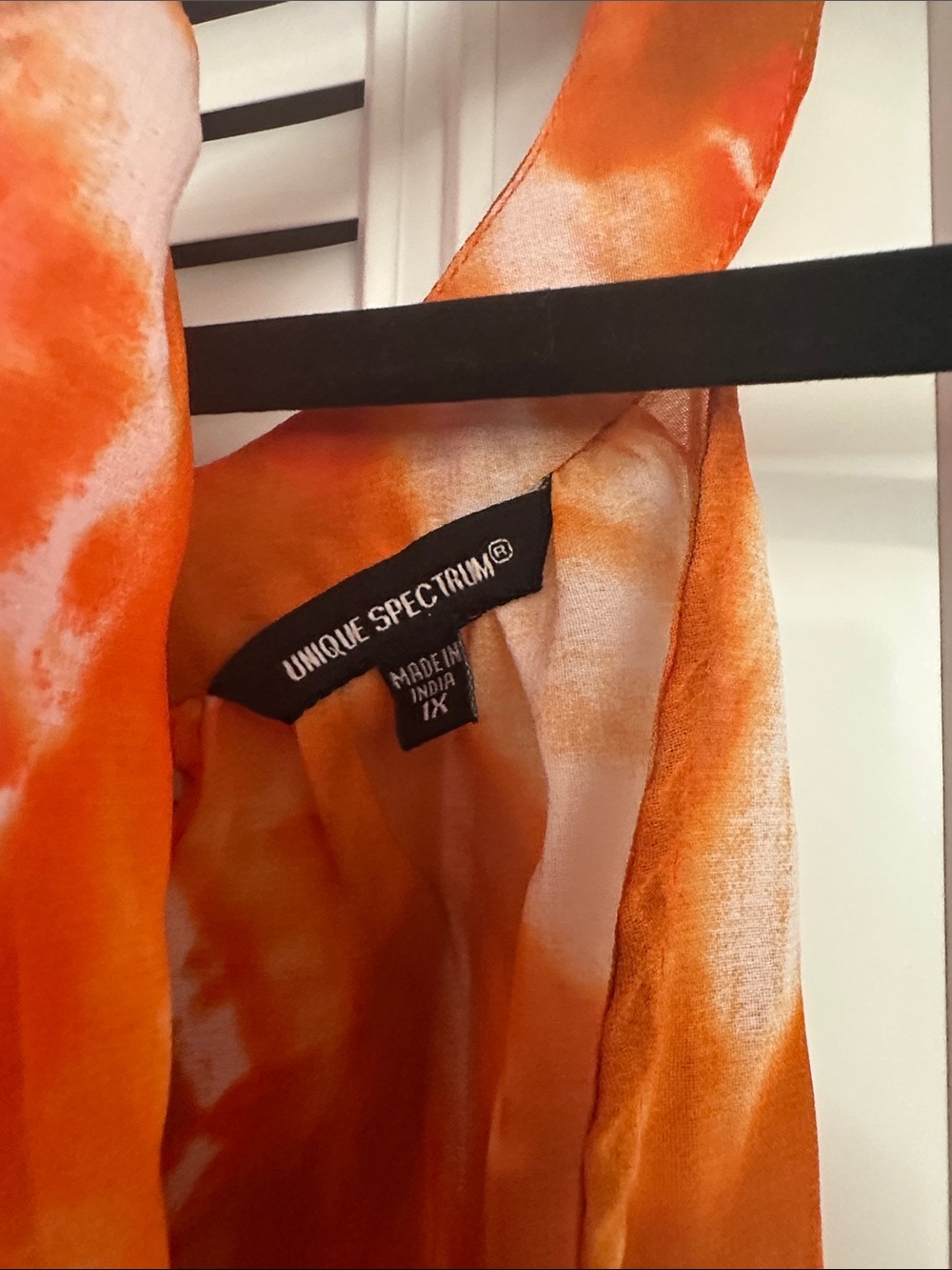 Unique Spectrum Orange Tie-Dye  Sheer Halter Top Size 1X - Picture 5 of 6